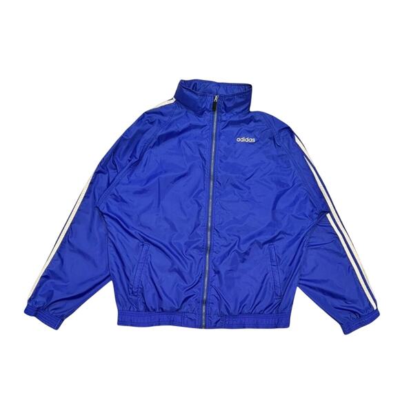 ★ Adidas Vintage Blue Track Jacket w/ White Stripes ★ - Picture 1 of 7